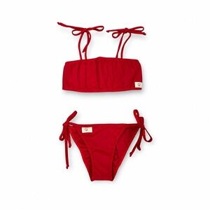 Red Girls' Tie-Strap Bikini Set